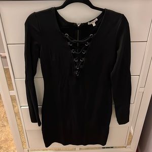 Lace front black dress